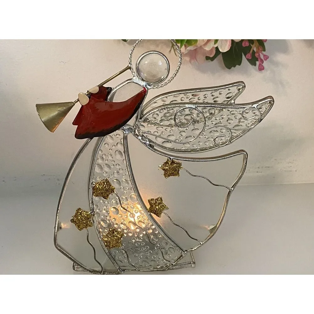Angel & Trumpet Votive Glass Silver Plated Candle Holder International Silver Co